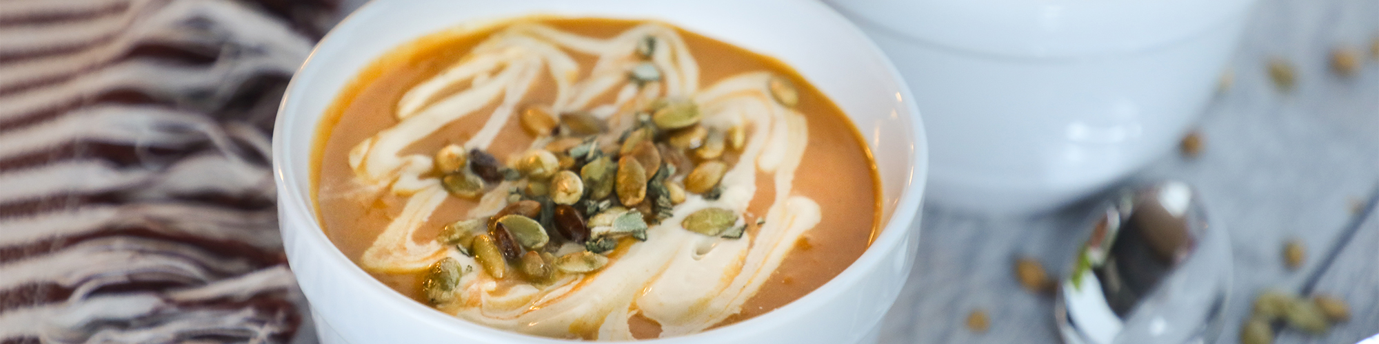 pumpkin bisque with sweet ginger cream and domino light brown sugar