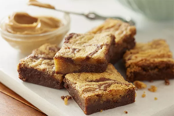 marbled peanut butter chocolate brownies baked with domino golden sugar