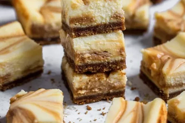 Salted Caramel Swirl Cheesecake Bars