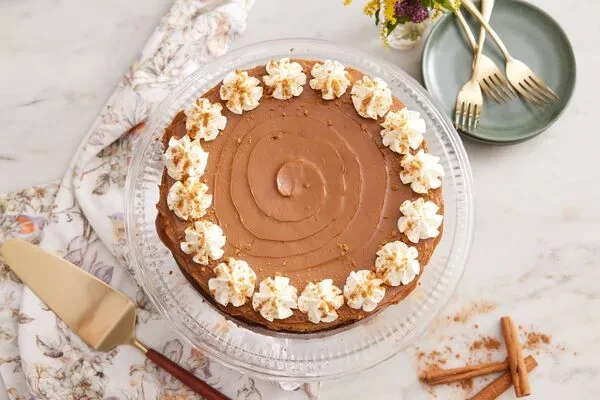 pumpkin dulce de leche cheesecake baked with domino dark brown sugar