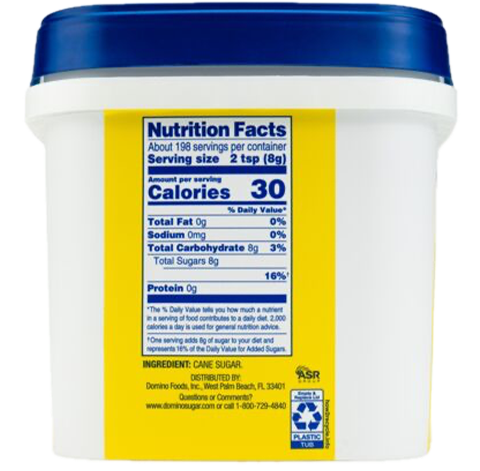 Domino® Granulated Sugar Easy Baking Tub nutrition facts
