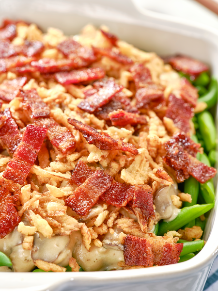 fresh green beans with candied pecans